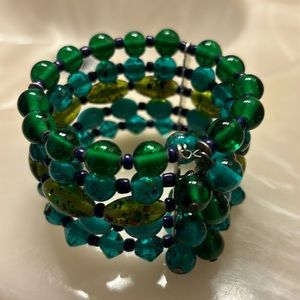 Beautiful blue and turquoise color beaded cuff bracelet
